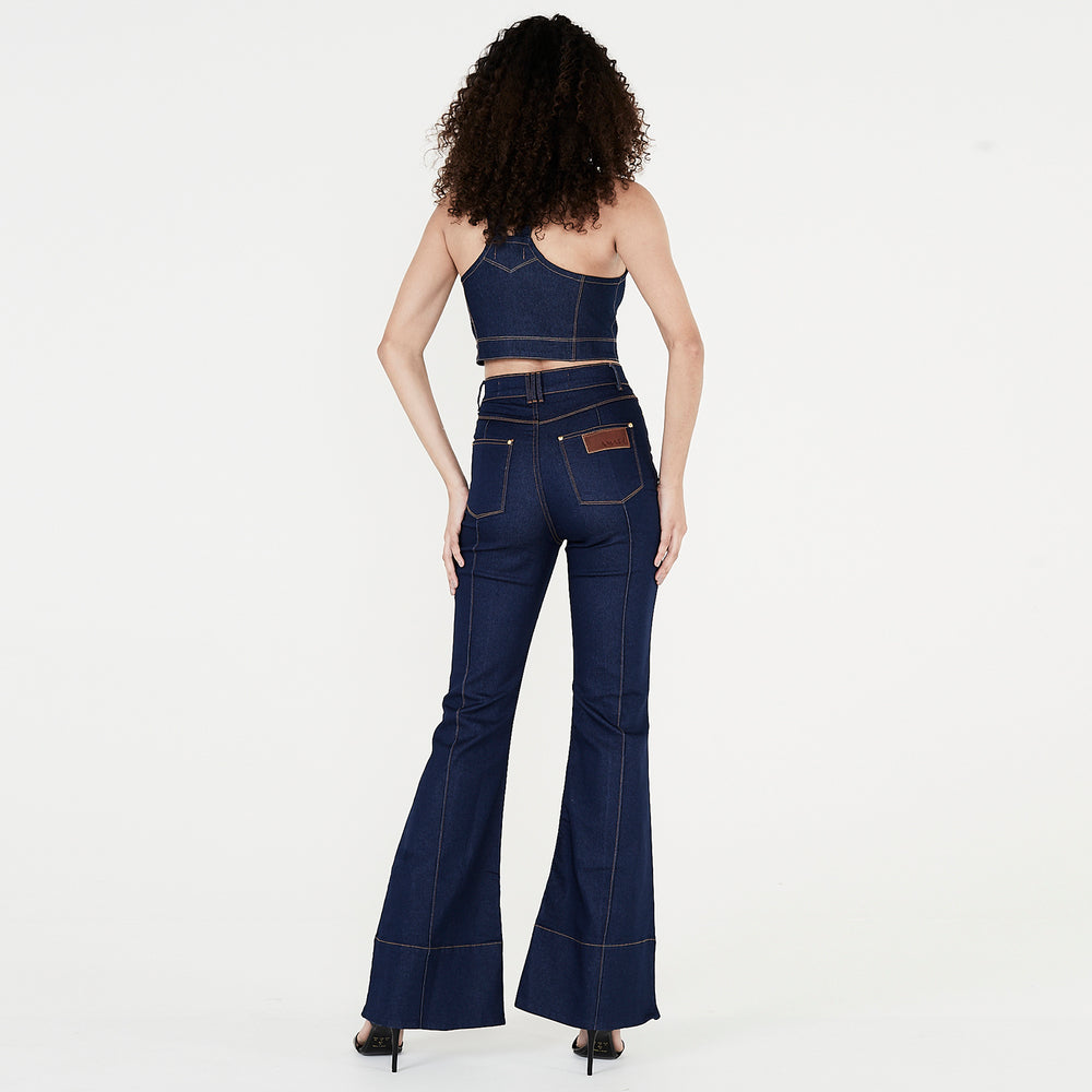 CALÇA BOCA DE SINO JEANS BRUTO BLUE