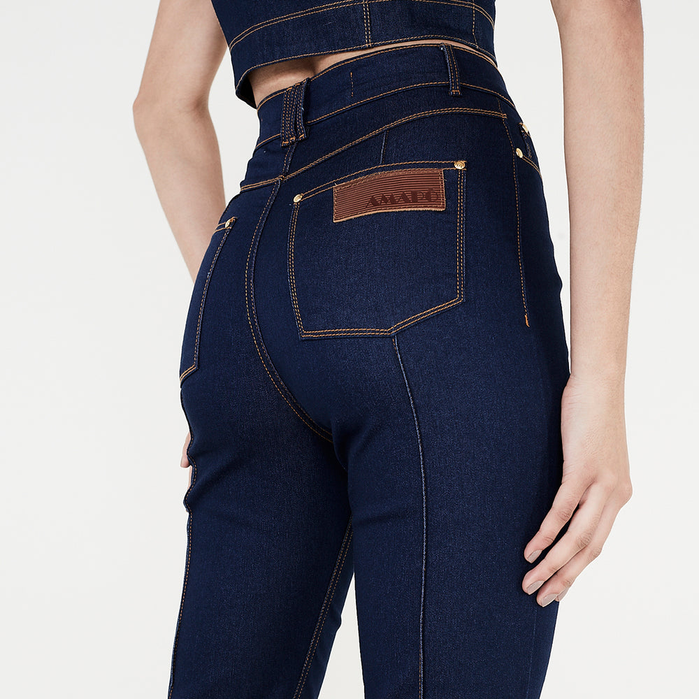 CALÇA BOCA DE SINO JEANS BRUTO BLUE