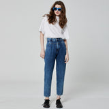 CALÇA PREGAS JEANS AZUL MÉDIO