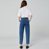 CALÇA PREGAS JEANS AZUL MÉDIO