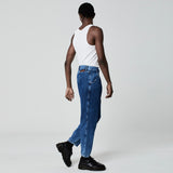 CALÇA PREGAS JEANS AZUL MÉDIO