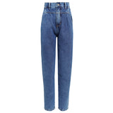 CALÇA PREGAS JEANS AZUL MÉDIO