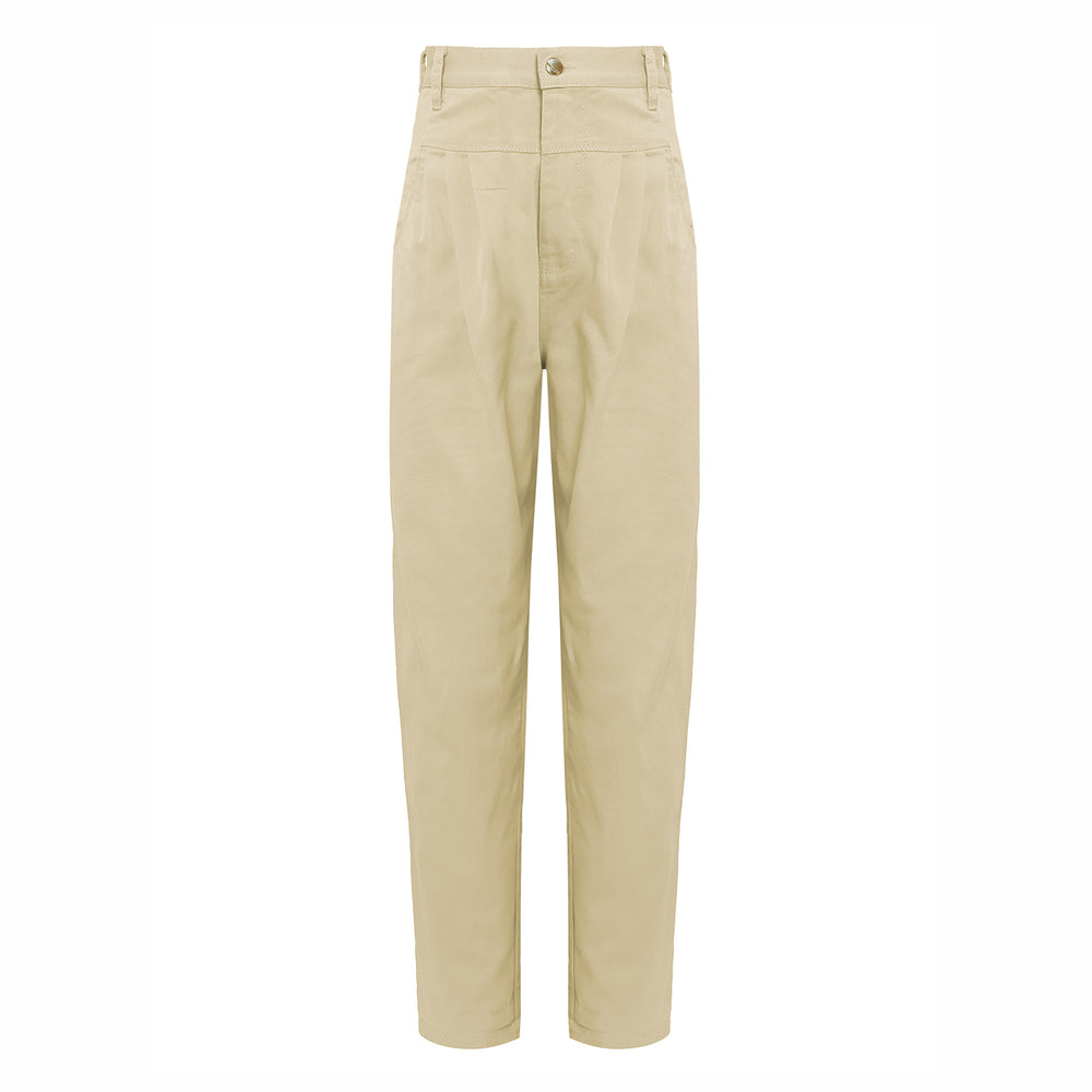 CALÇA PREGAS SARJA VANILA