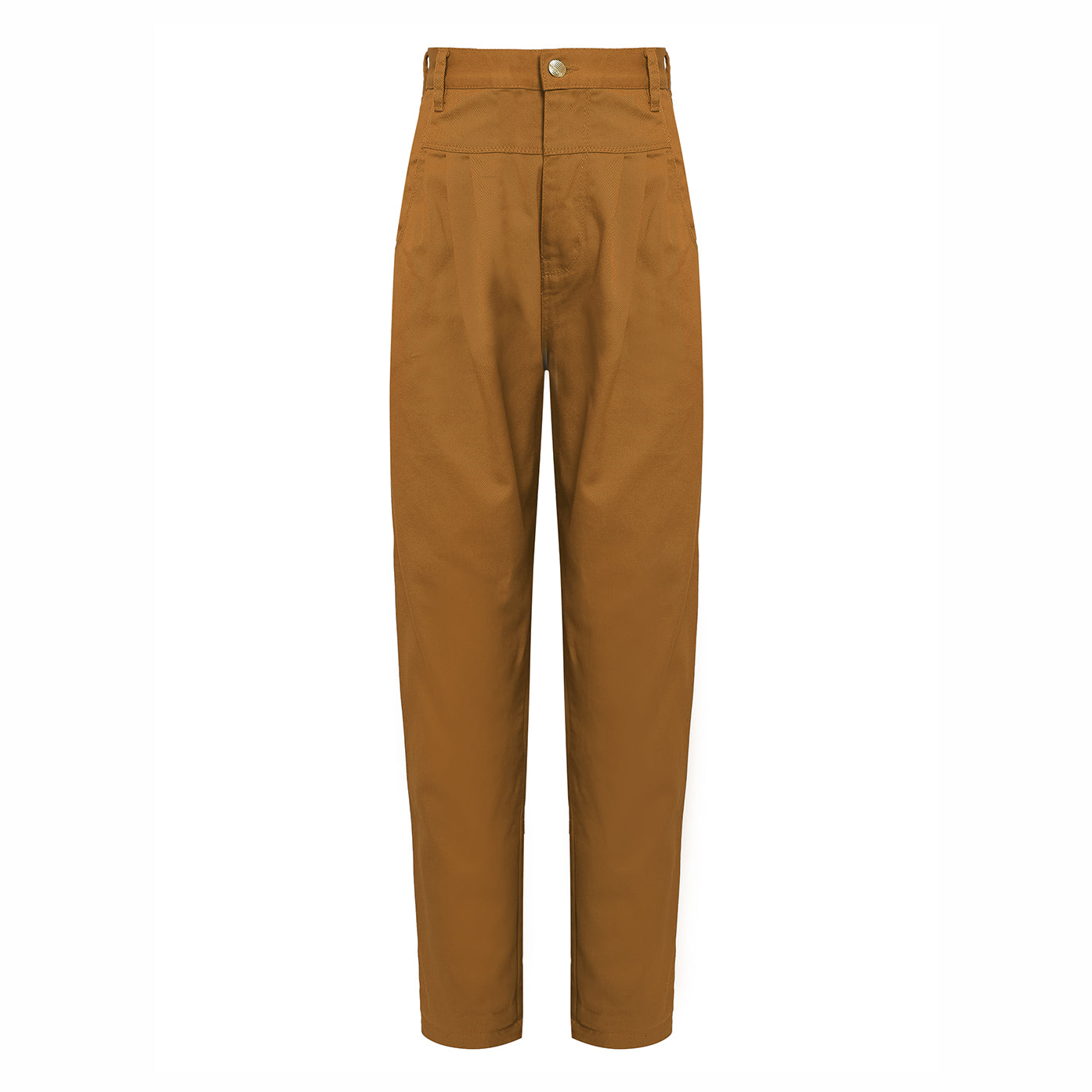 CALÇA PREGAS SARJA OCRE