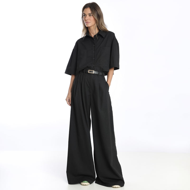 CALÇA PANTALONA LINHO PRETA