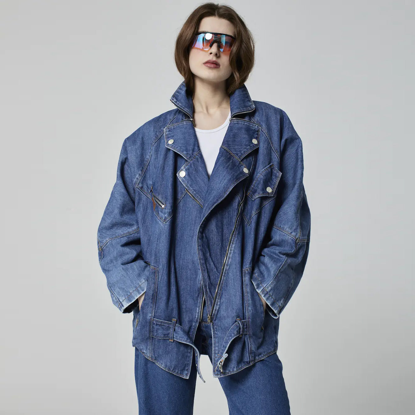 JAQUETA OVERSIZED PERFECTO JEANS AZUL MÉDIO