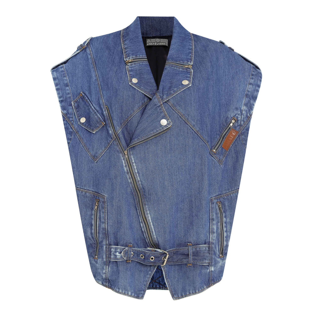 COLETE OVERSIZED PERFECTO JEANS AZUL MÉDIO