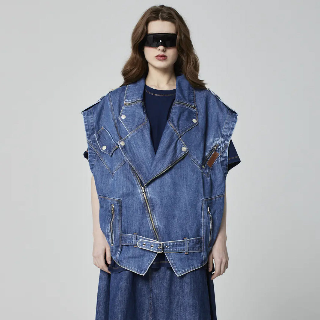 COLETE OVERSIZED PERFECTO JEANS AZUL MÉDIO