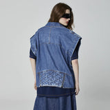 COLETE OVERSIZED PERFECTO JEANS AZUL MÉDIO