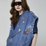 COLETE OVERSIZED PERFECTO JEANS AZUL MÉDIO