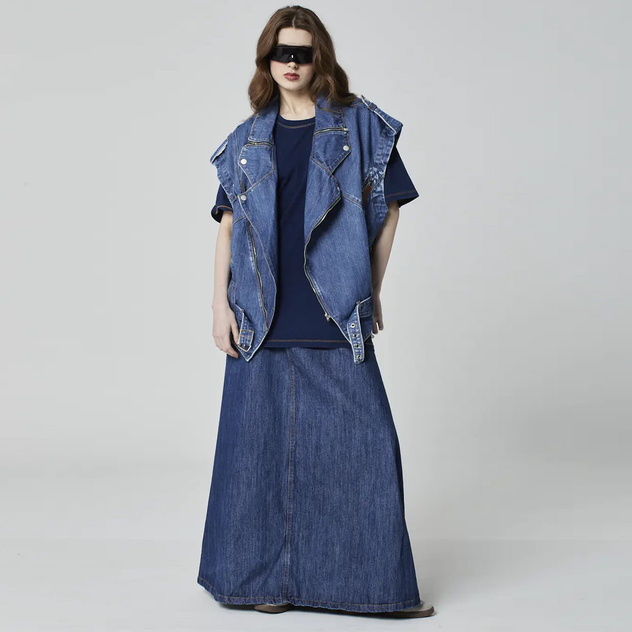 COLETE OVERSIZED PERFECTO JEANS AZUL MÉDIO
