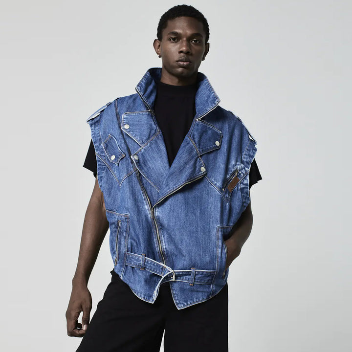 COLETE OVERSIZED PERFECTO JEANS AZUL MÉDIO