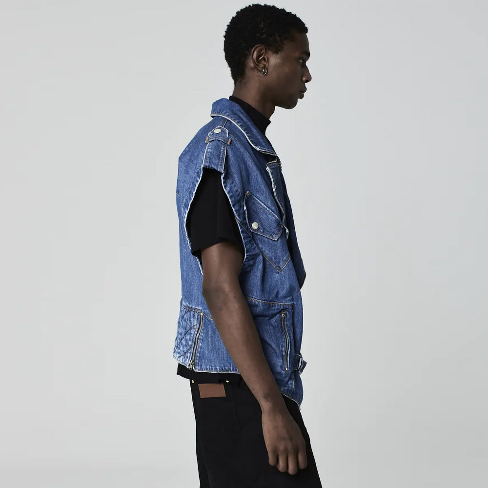 COLETE OVERSIZED PERFECTO JEANS AZUL MÉDIO