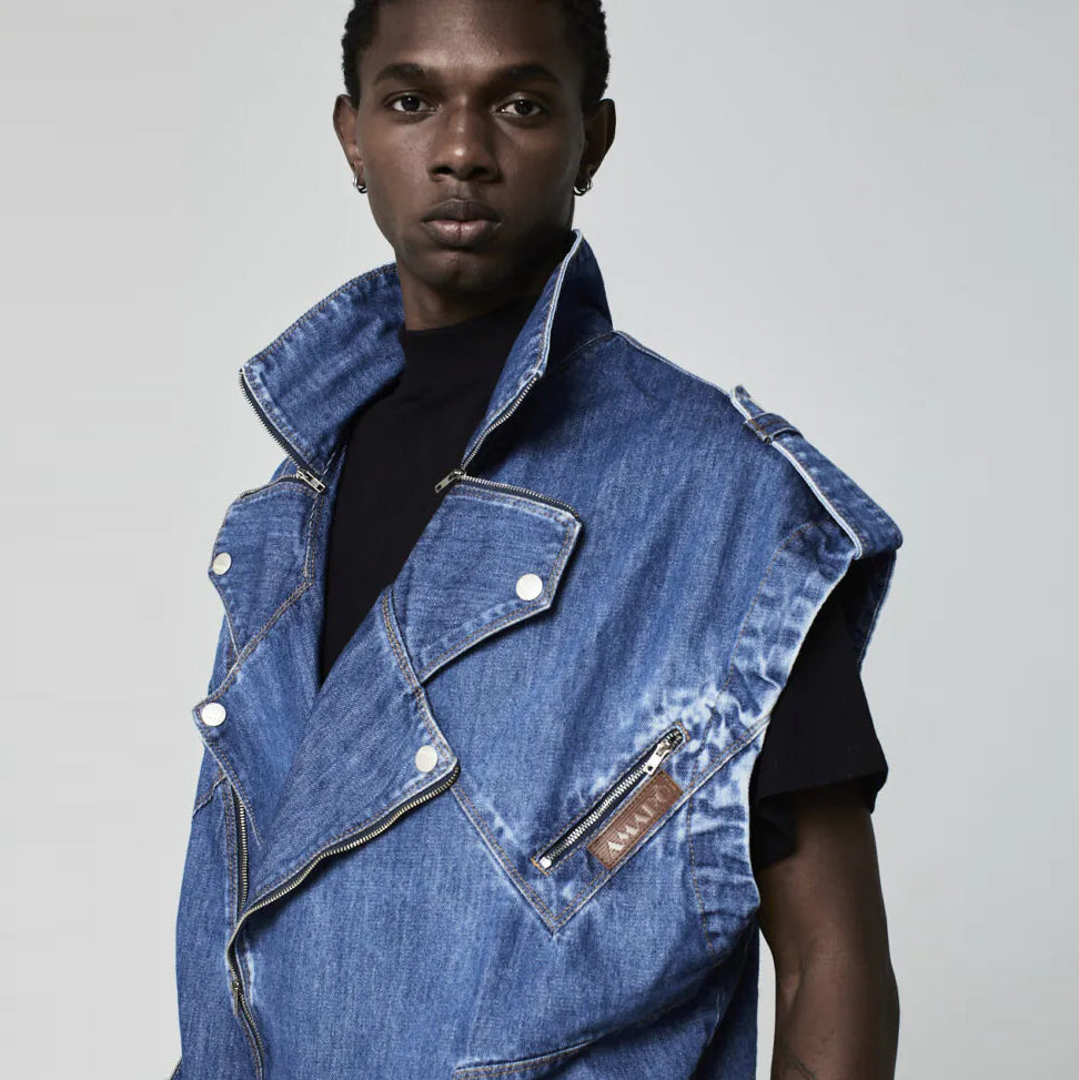 COLETE OVERSIZED PERFECTO JEANS AZUL MÉDIO