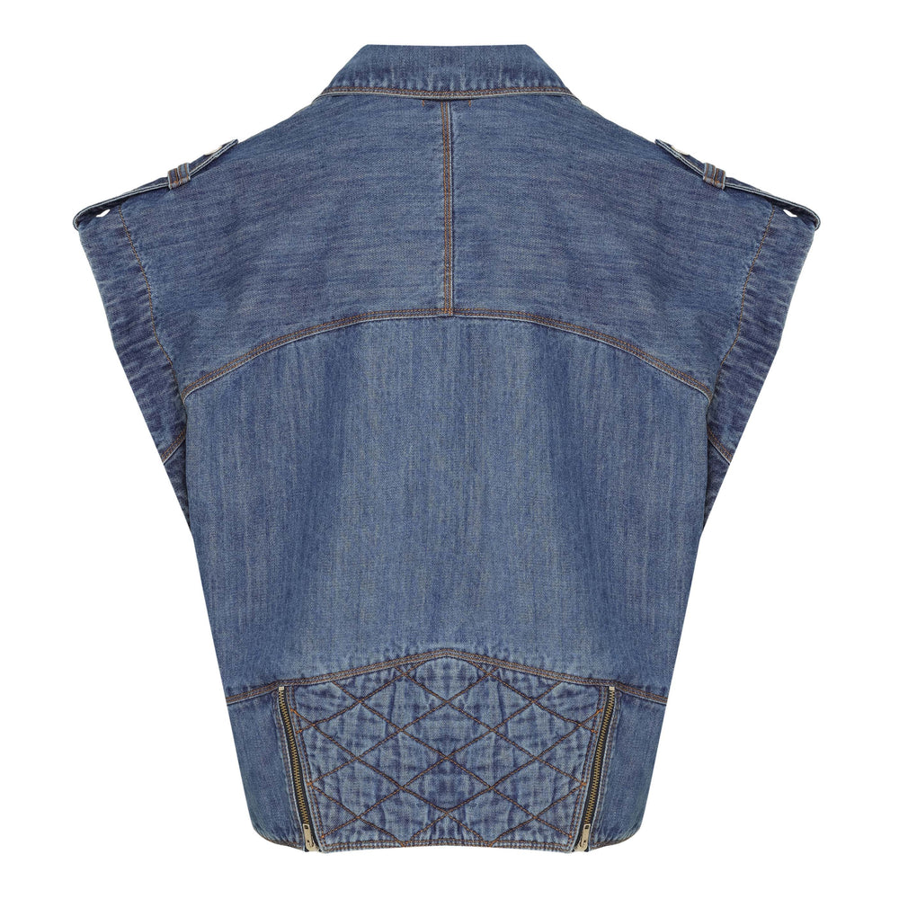 COLETE OVERSIZED PERFECTO JEANS AZUL MÉDIO