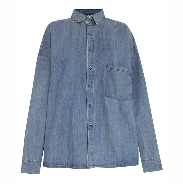 CAMISA OVERSIZED JEANS AZUL MÉDIO