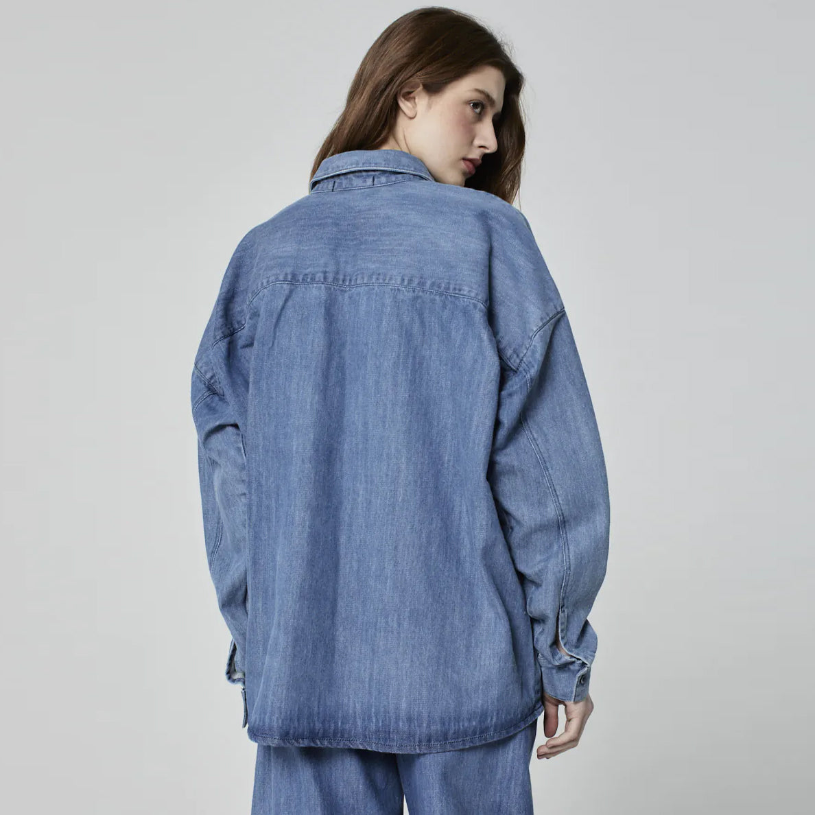 CAMISA OVERSIZED JEANS AZUL MÉDIO