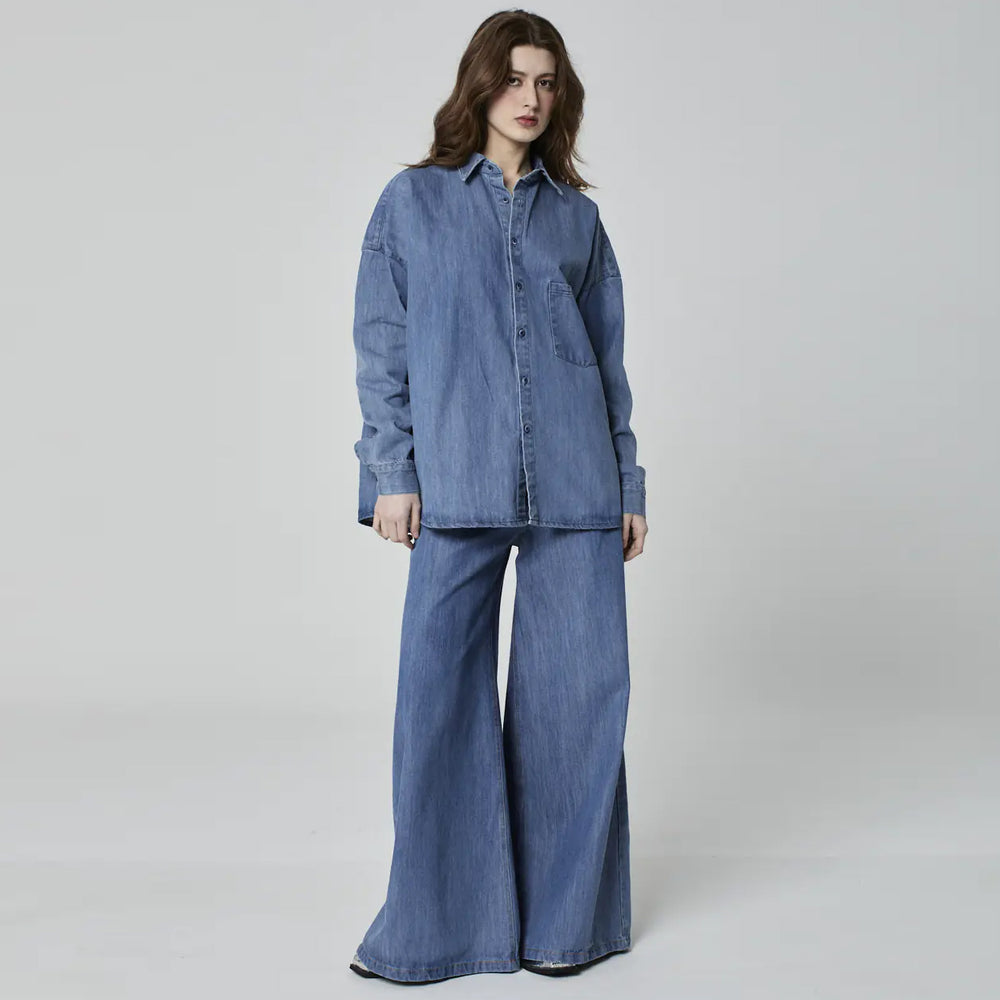 CAMISA OVERSIZED JEANS AZUL MÉDIO