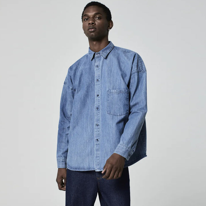 CAMISA OVERSIZED JEANS AZUL MÉDIO