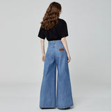 CALÇA SUPER WIDE LEG JEANS AZUL MÉDIO