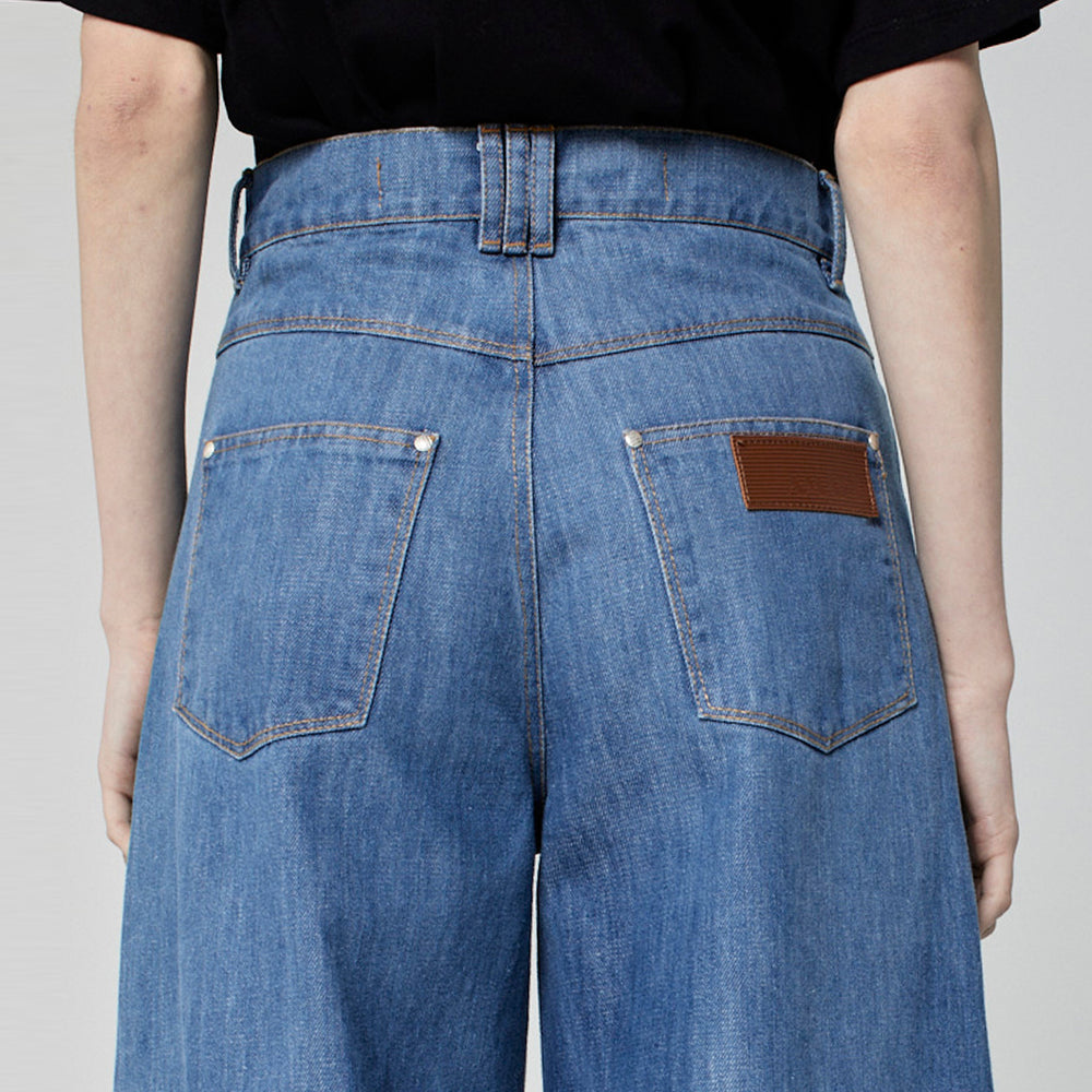 CALÇA SUPER WIDE LEG JEANS AZUL MÉDIO