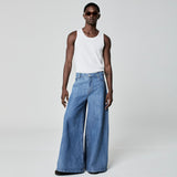 CALÇA SUPER WIDE LEG JEANS AZUL MÉDIO