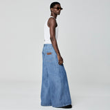 CALÇA SUPER WIDE LEG JEANS AZUL MÉDIO