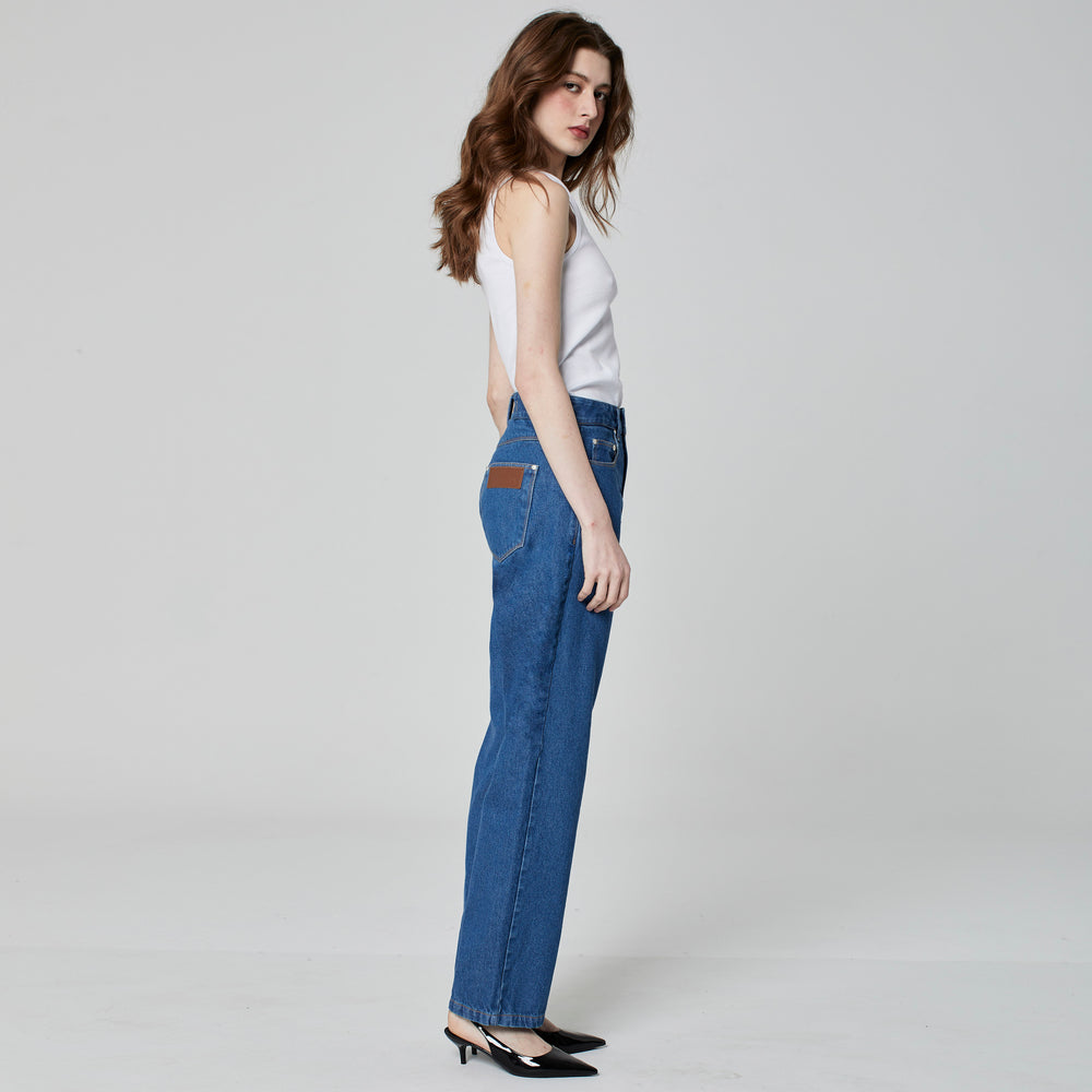 CALÇA RETA JEANS AZUL MÉDIO