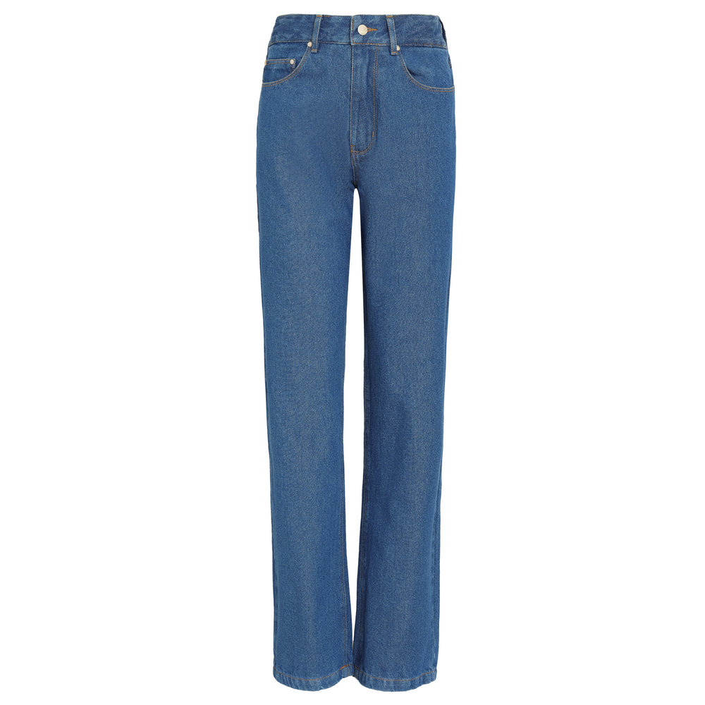 CALÇA RETA JEANS AZUL MÉDIO