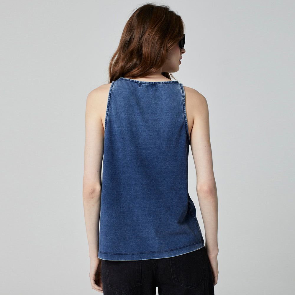 REGATA MALHA DENIM AZUL MÉDIO