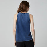 REGATA MALHA DENIM AZUL MÉDIO