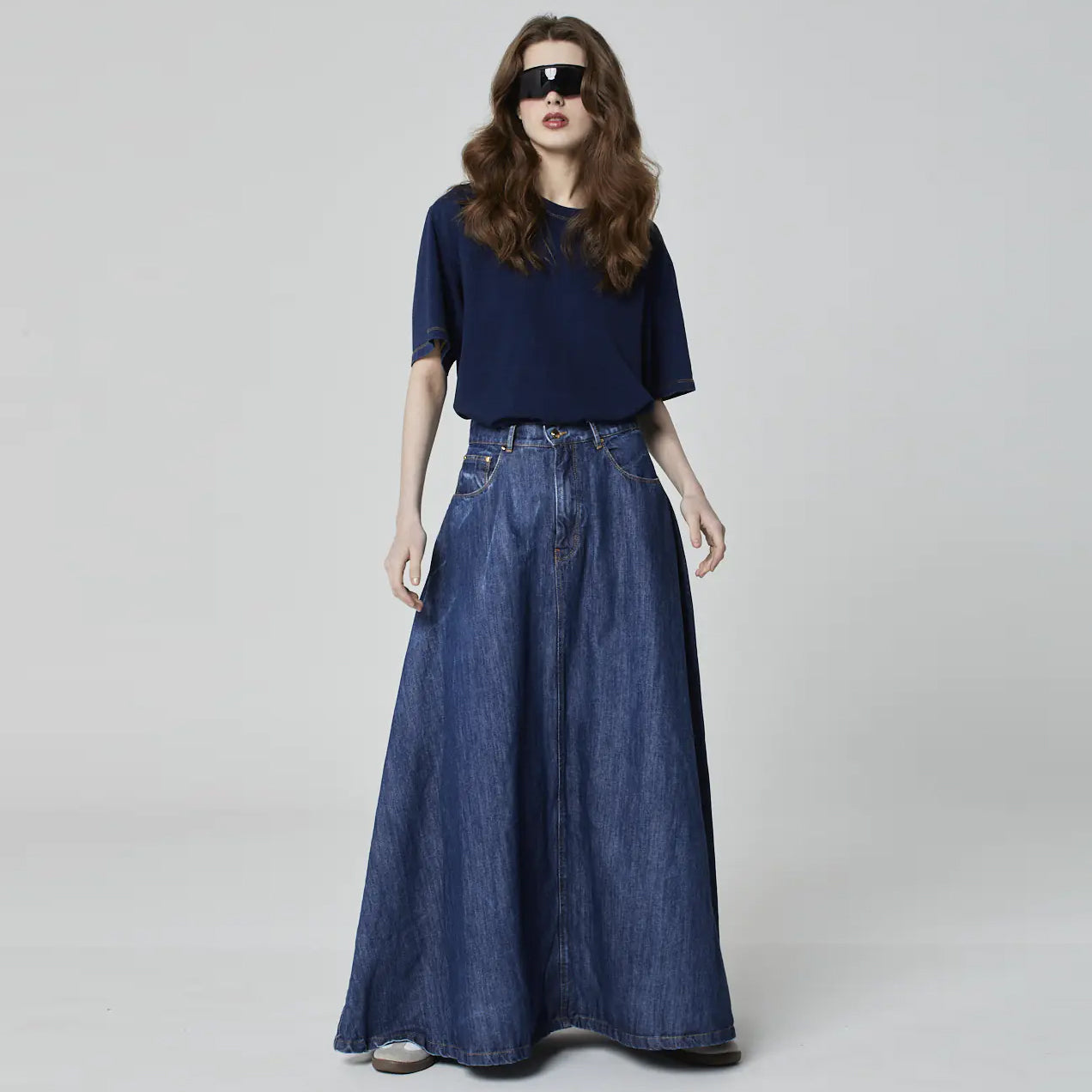 SAIA LONGA JEANS AZUL ESCURO