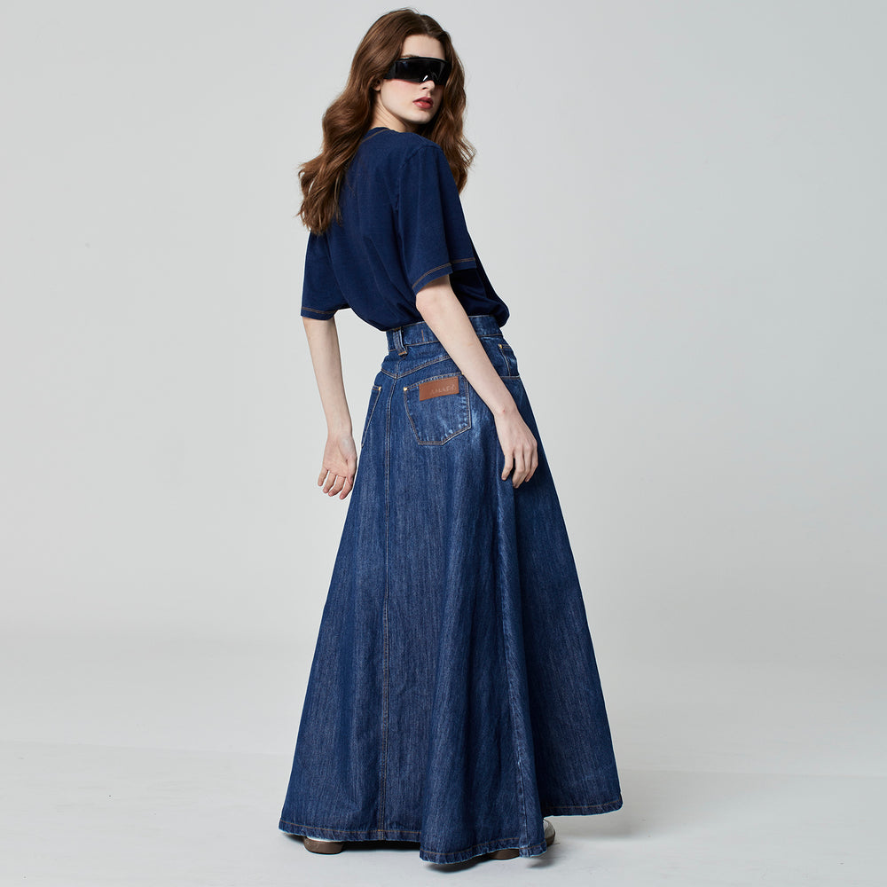 SAIA LONGA JEANS AZUL ESCURO