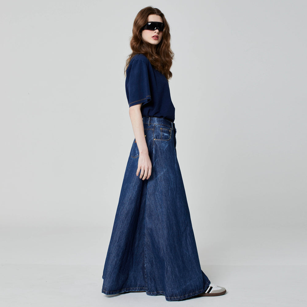 SAIA LONGA JEANS AZUL ESCURO