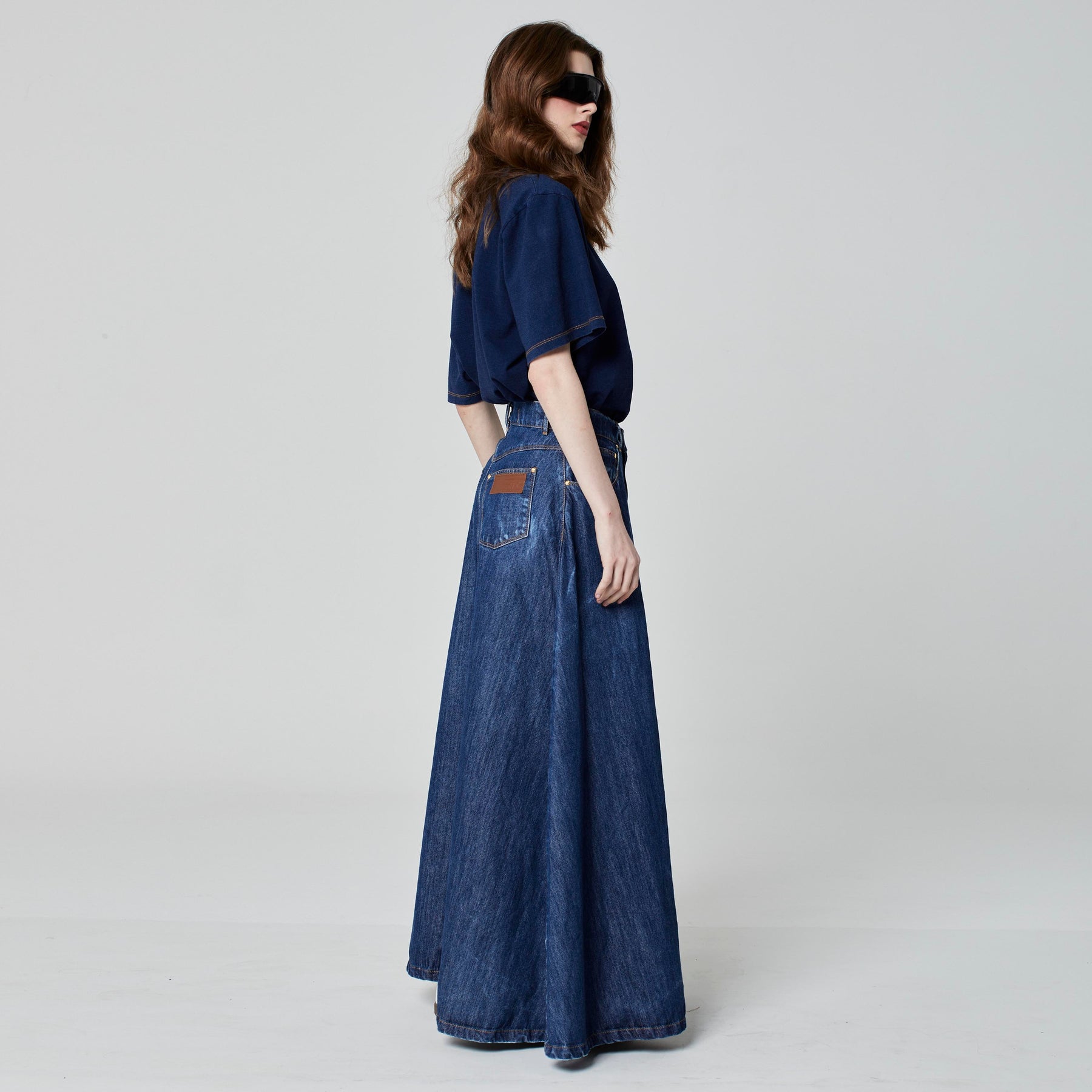 SAIA LONGA JEANS AZUL ESCURO