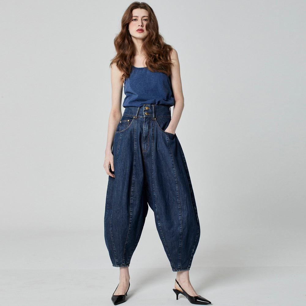 CALÇA BALLOON JEANS AZUL ESCURO