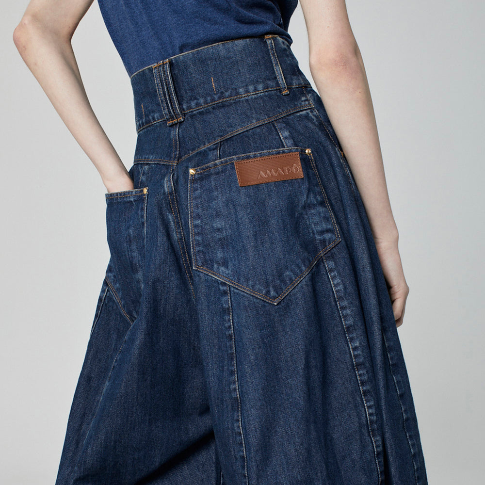 CALÇA BALLOON JEANS AZUL ESCURO