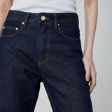 CALÇA RETA JEANS AZUL ESCURO