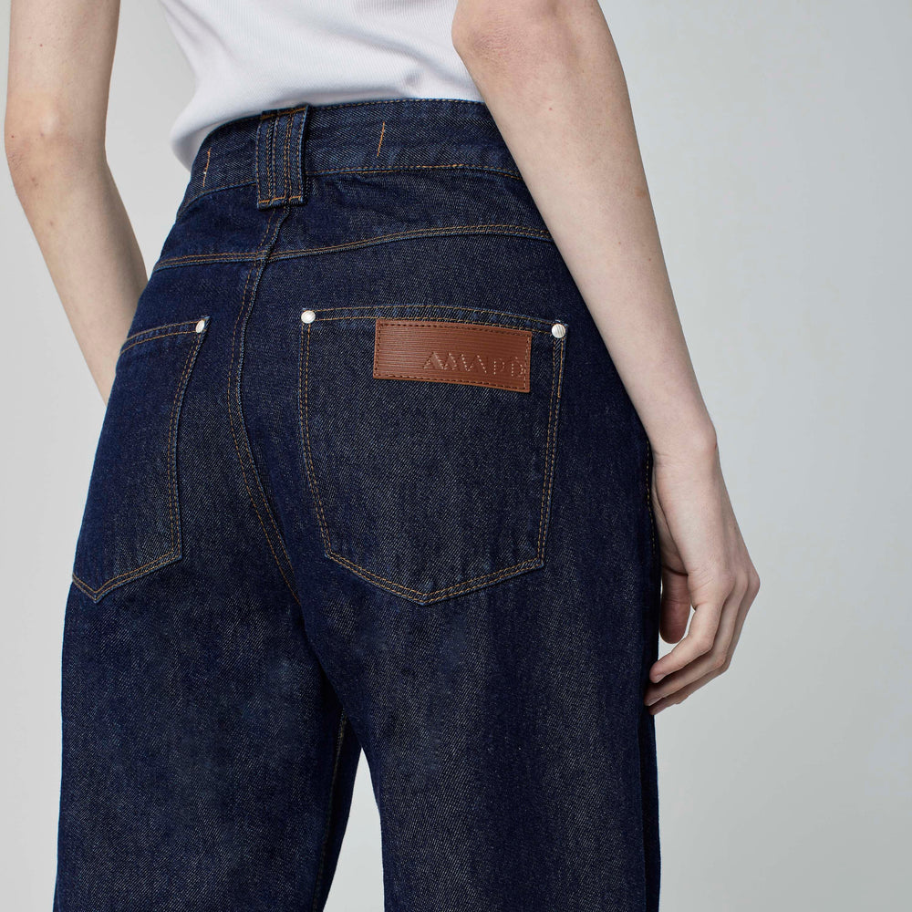 CALÇA RETA JEANS AZUL ESCURO