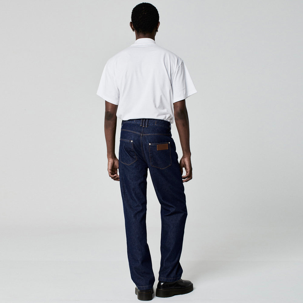 CALÇA RETA JEANS AZUL ESCURO