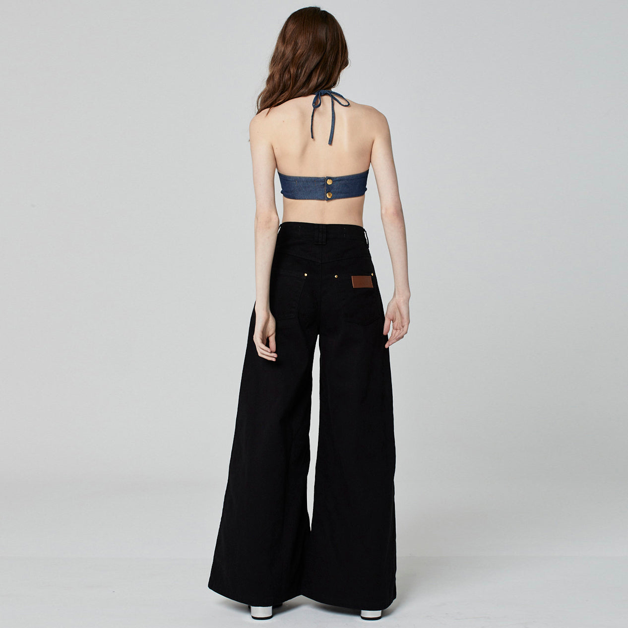 CALÇA SUPER WIDE LEG SARJA PRETA