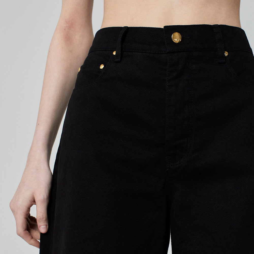 CALÇA SUPER WIDE LEG SARJA PRETA