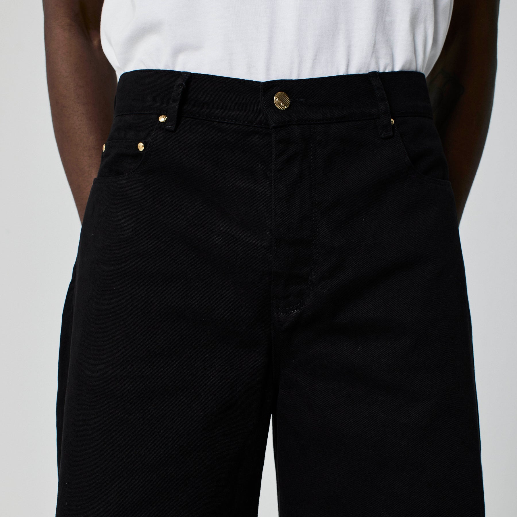CALÇA SUPER WIDE LEG SARJA PRETA