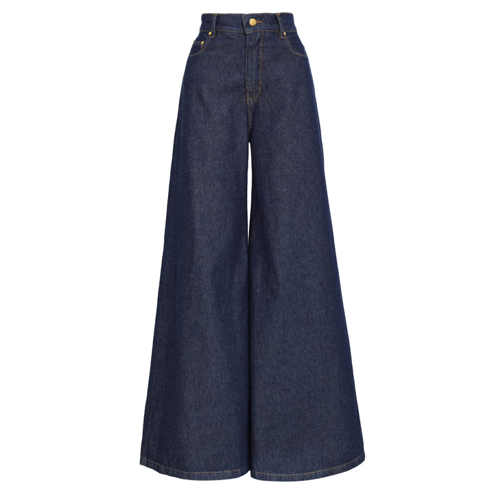 CALÇA SUPER WIDE LEG JEANS AZUL ESCURO