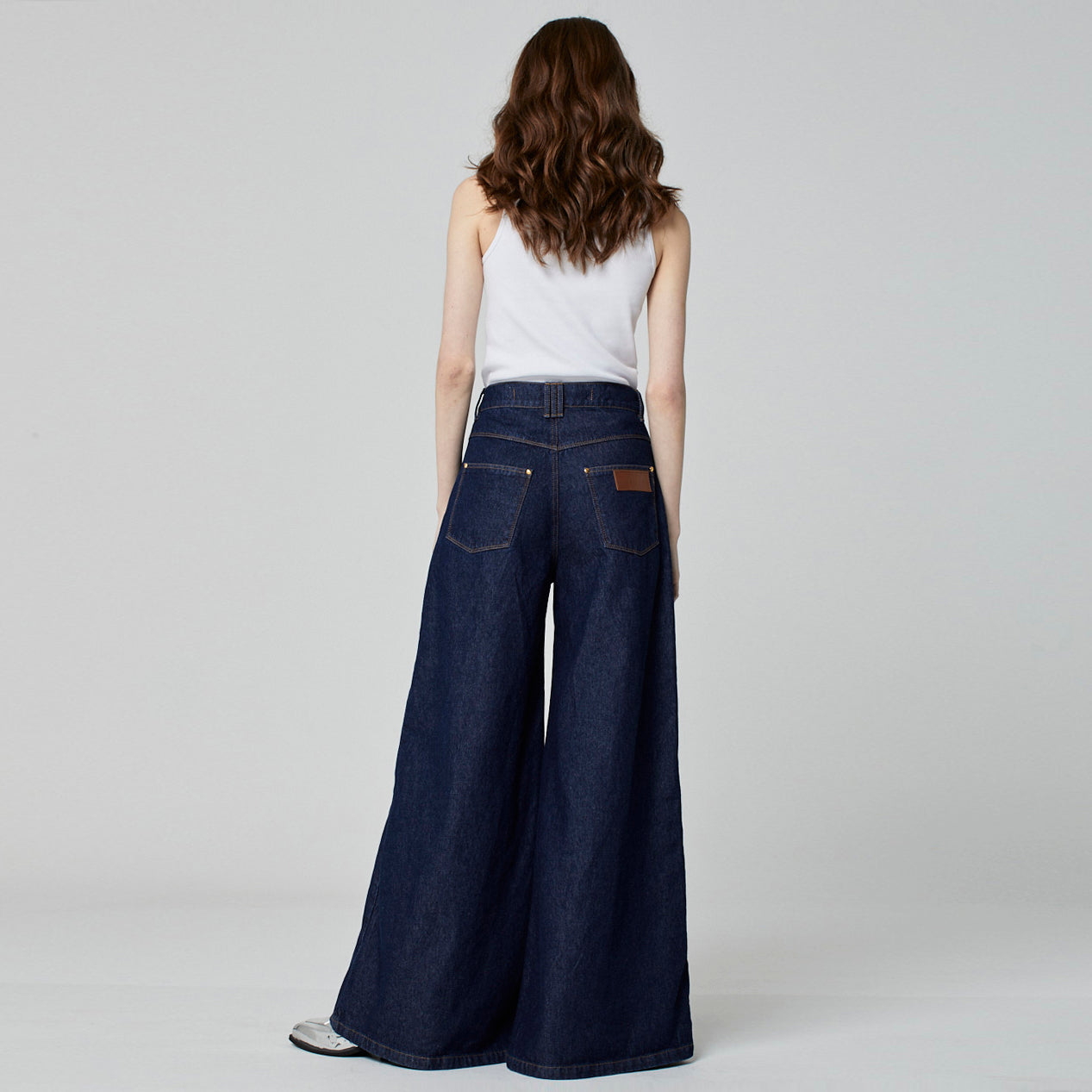 CALÇA SUPER WIDE LEG JEANS AZUL ESCURO