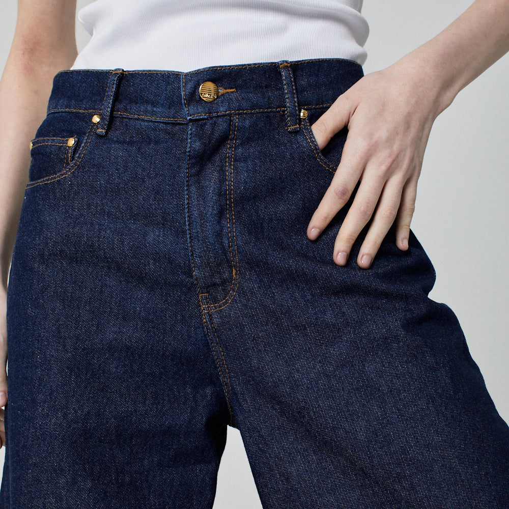 CALÇA SUPER WIDE LEG JEANS AZUL ESCURO