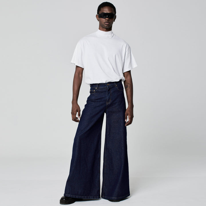 CALÇA SUPER WIDE LEG JEANS AZUL ESCURO