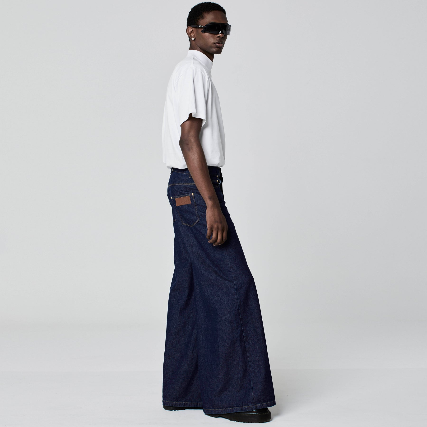 CALÇA SUPER WIDE LEG JEANS AZUL ESCURO