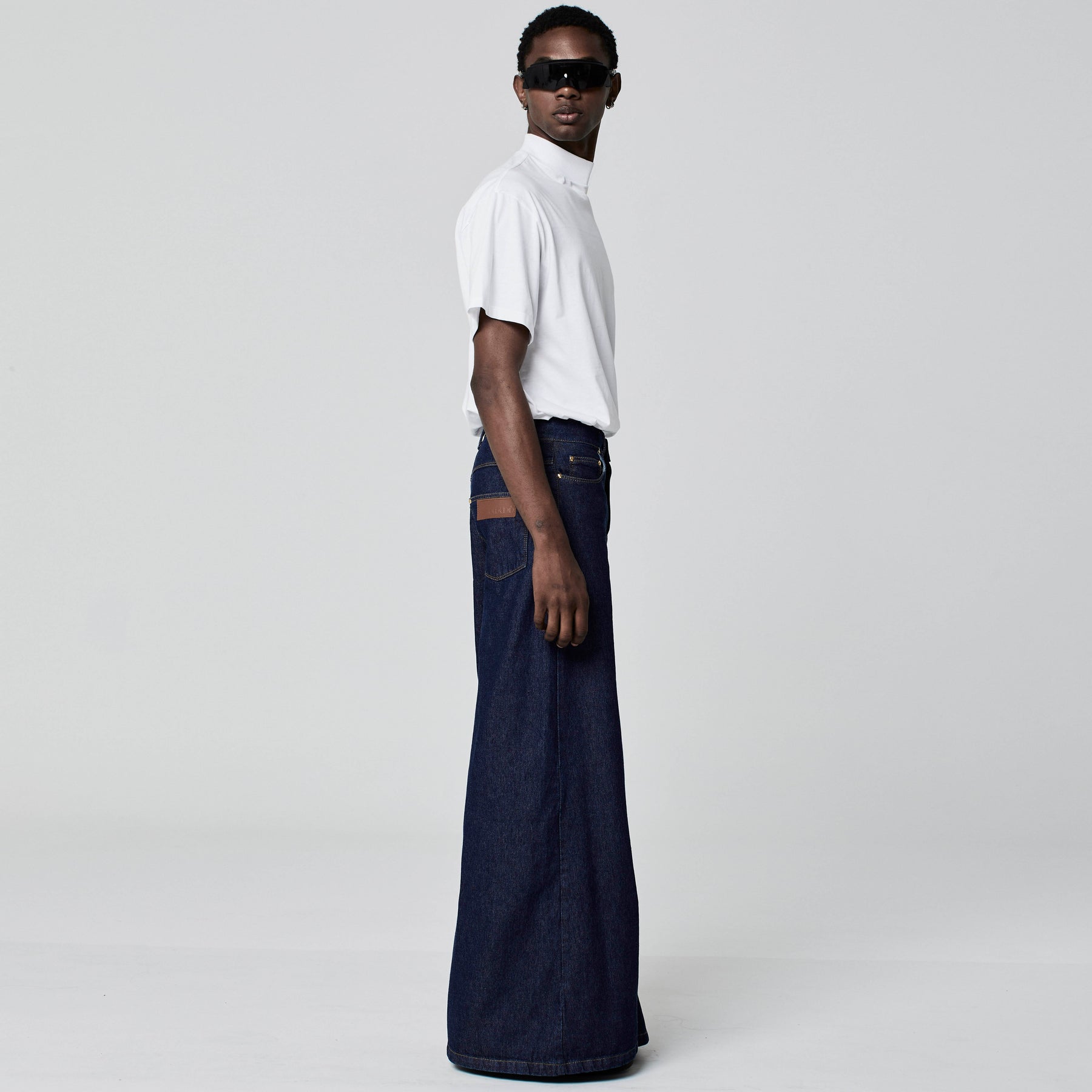 CALÇA SUPER WIDE LEG JEANS AZUL ESCURO