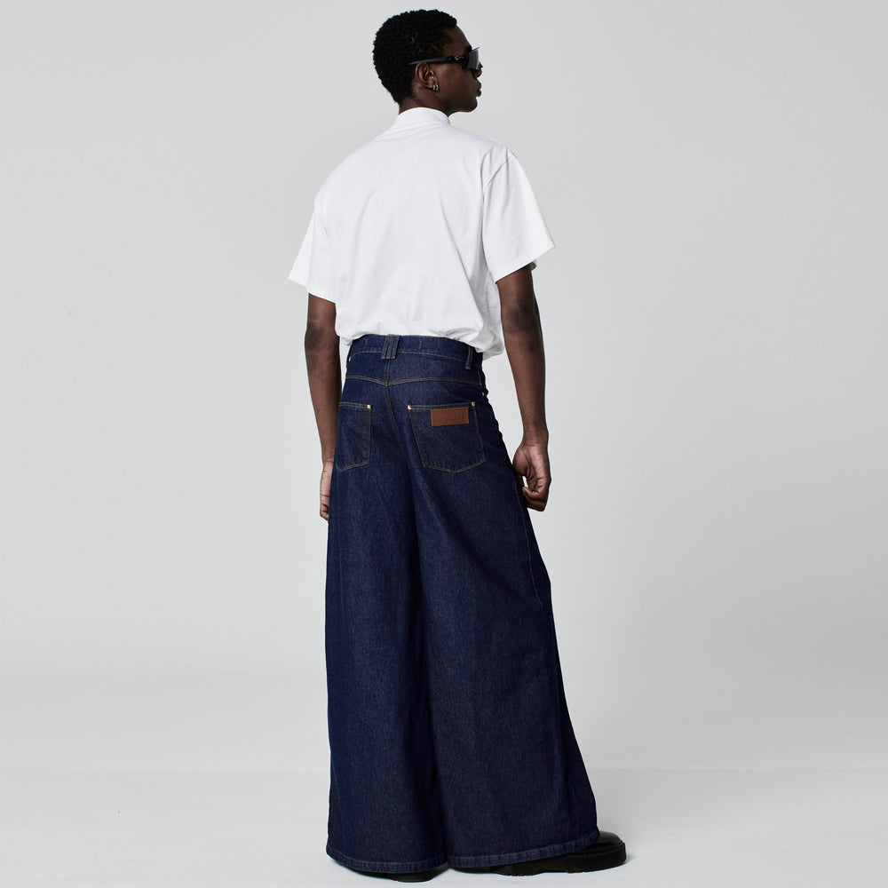 CALÇA SUPER WIDE LEG JEANS AZUL ESCURO